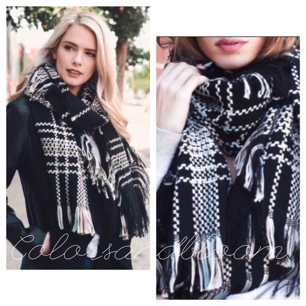 Plaid Fringe Blanket Scarf